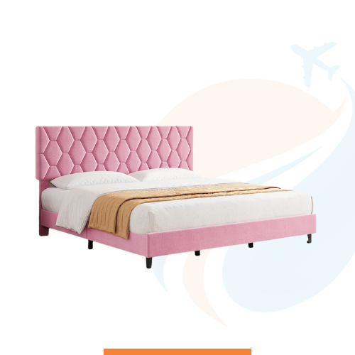 GAOMON Base de cama tamaño King rosa con cabecera tapizada. Rosa